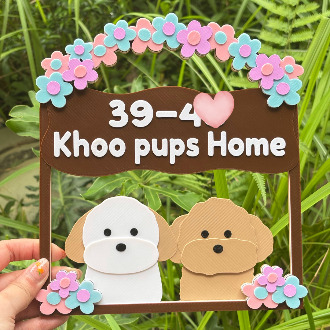 Door Sign Frame Pawtrait - Flower Theme - Home Decor